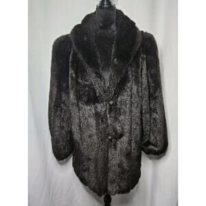 Outerlayers Vintage Faux Fur Coat US Made Chocolate Brown Jacket Sz XL Mob Glam